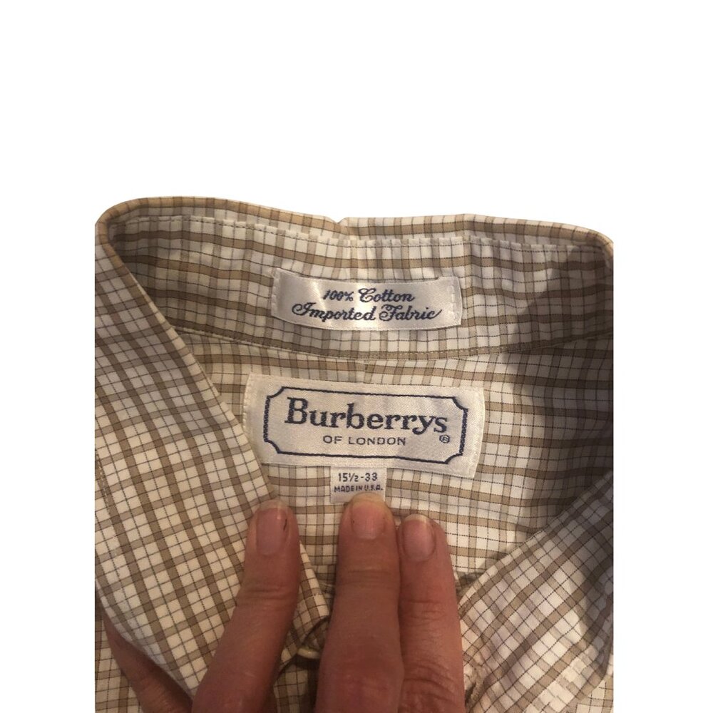Burberry Checked White Tan Long Sleeve Mens Dress Shirt size 15 1/2 33 - Picture 5 of 5